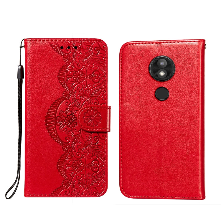 For Motorola Moto E5 Play Go(EU Version) Flower Vine Embossing Pattern Horizontal Flip Leather Case with Card Slot & Holder & Wallet & Lanyard