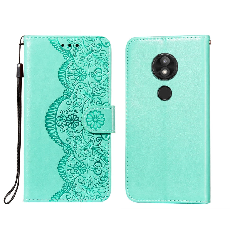 For Motorola Moto E5 Play Go(EU Version) Flower Vine Embossing Pattern Horizontal Flip Leather Case with Card Slot & Holder & Wallet & Lanyard