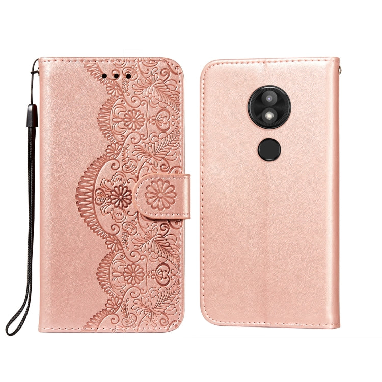 For Motorola Moto E5 Play Go(EU Version) Flower Vine Embossing Pattern Horizontal Flip Leather Case with Card Slot & Holder & Wallet & Lanyard