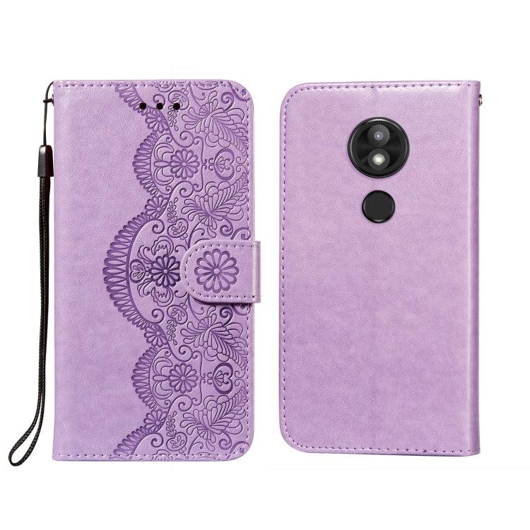 For Motorola Moto E5 Play Go(EU Version) Flower Vine Embossing Pattern Horizontal Flip Leather Case with Card Slot & Holder & Wallet & Lanyard