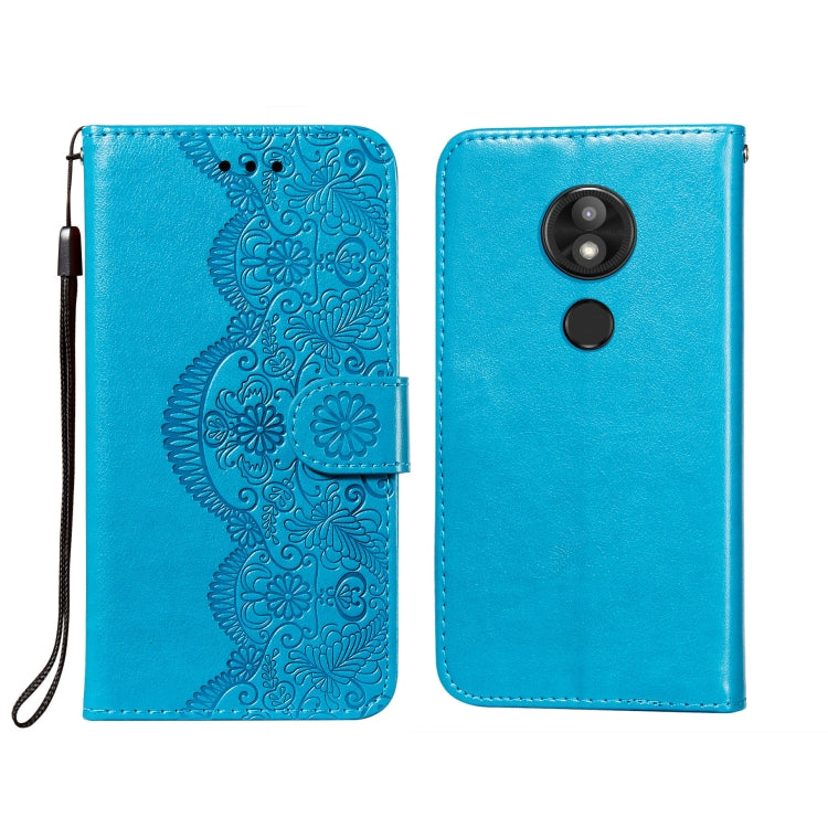 For Motorola Moto E5 Play Go(EU Version) Flower Vine Embossing Pattern Horizontal Flip Leather Case with Card Slot & Holder & Wallet & Lanyard
