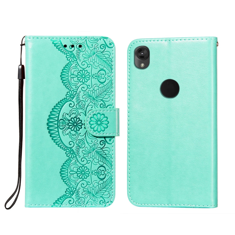 For Motorola Moto E6 Flower Vine Embossing Pattern Horizontal Flip Leather Case with Card Slot & Holder & Wallet & Lanyard