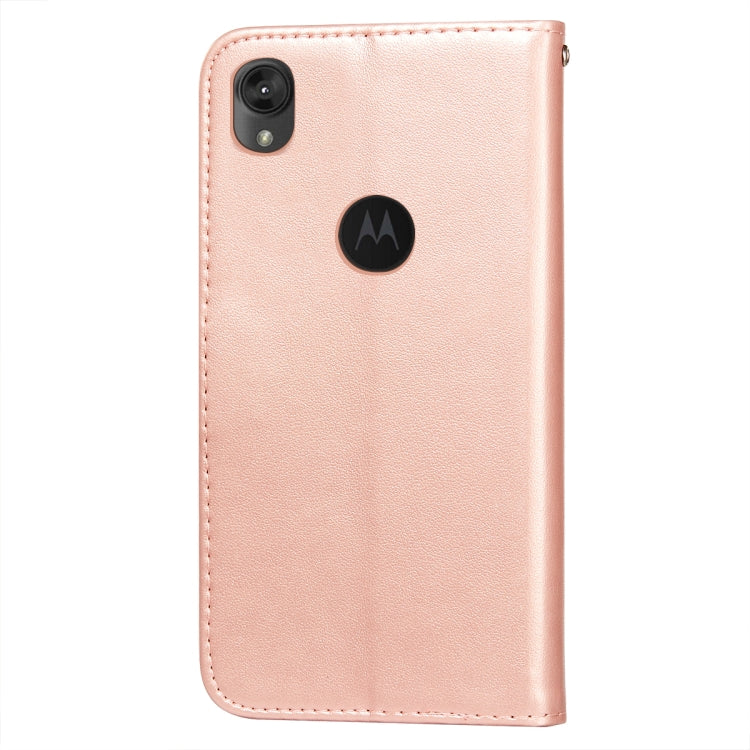 For Motorola Moto E6 Flower Vine Embossing Pattern Horizontal Flip Leather Case with Card Slot & Holder & Wallet & Lanyard