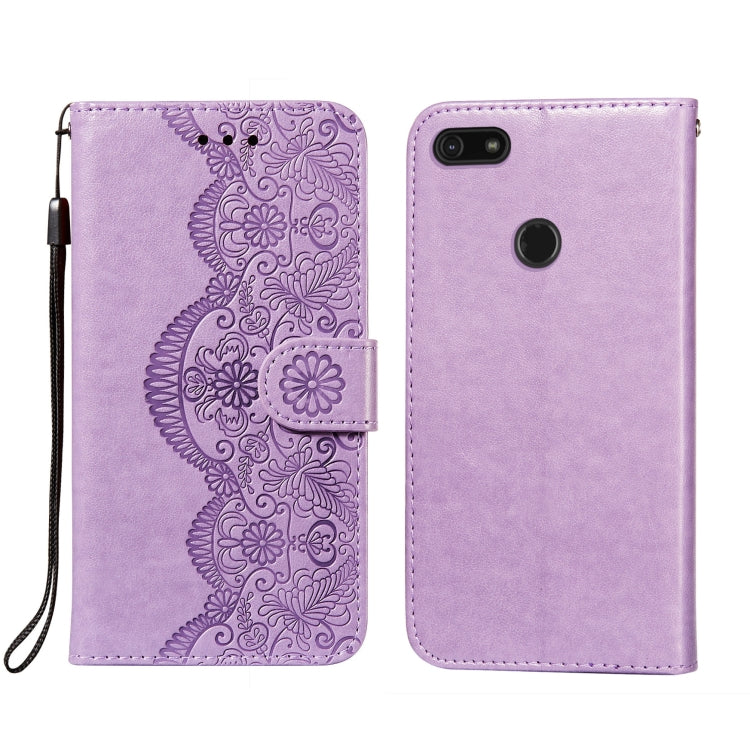 For Motorola Moto E6 Play Flower Vine Embossing Pattern Horizontal Flip Leather Case with Card Slot & Holder & Wallet & Lanyard