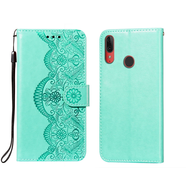 For Motorola Moto E6 Plus Flower Vine Embossing Pattern Horizontal Flip Leather Case with Card Slot & Holder & Wallet & Lanyard