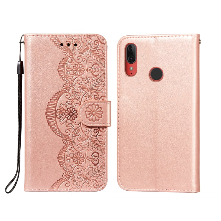 For Motorola Moto E6 Plus Flower Vine Embossing Pattern Horizontal Flip Leather Case with Card Slot & Holder & Wallet & Lanyard