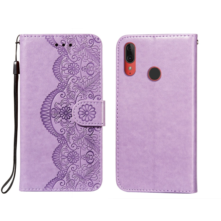 For Motorola Moto E6 Plus Flower Vine Embossing Pattern Horizontal Flip Leather Case with Card Slot & Holder & Wallet & Lanyard