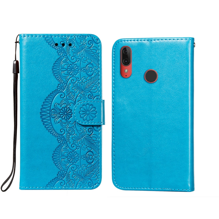 For Motorola Moto E6 Plus Flower Vine Embossing Pattern Horizontal Flip Leather Case with Card Slot & Holder & Wallet & Lanyard
