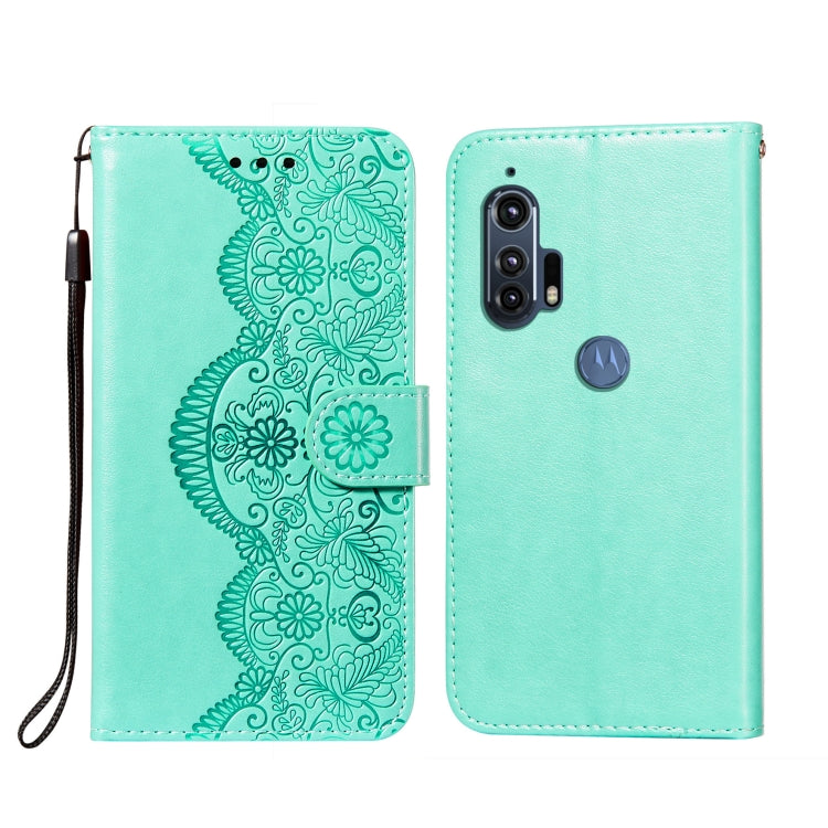 For Motorola Moto Edge Plus Flower Vine Embossing Pattern Horizontal Flip Leather Case with Card Slot & Holder & Wallet & Lanyard