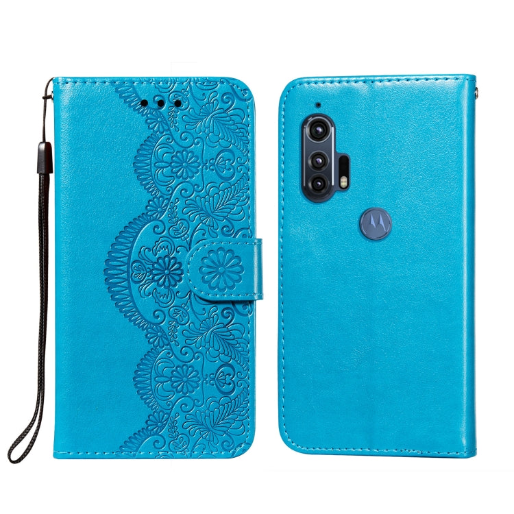 For Motorola Moto Edge Plus Flower Vine Embossing Pattern Horizontal Flip Leather Case with Card Slot & Holder & Wallet & Lanyard