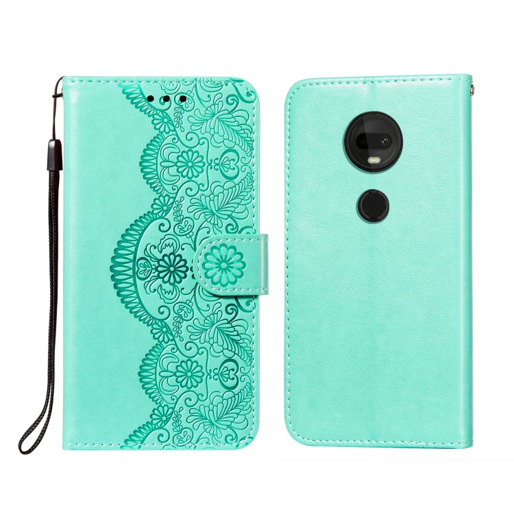 For Motorola Moto G7 Flower Vine Embossing Pattern Horizontal Flip Leather Case with Card Slot & Holder & Wallet & Lanyard