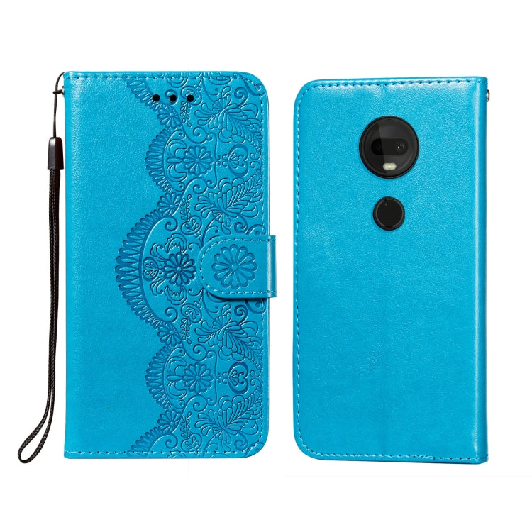 For Motorola Moto G7 Plus Flower Vine Embossing Pattern Horizontal Flip Leather Case with Card Slot & Holder & Wallet & Lanyard
