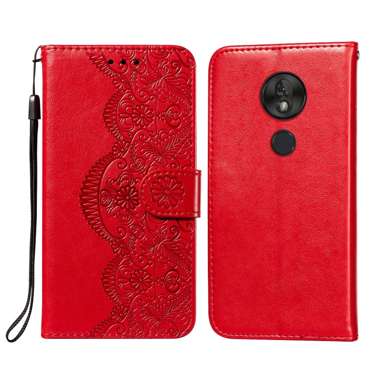 For Motorola Moto G7 Play(EU Version) Flower Vine Embossing Pattern Horizontal Flip Leather Case with Card Slot & Holder & Wallet & Lanyard