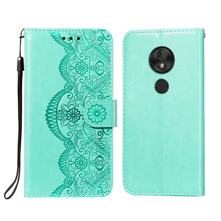 For Motorola Moto G7 Play(EU Version) Flower Vine Embossing Pattern Horizontal Flip Leather Case with Card Slot & Holder & Wallet & Lanyard