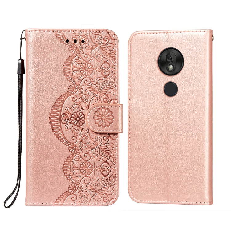 For Motorola Moto G7 Play(EU Version) Flower Vine Embossing Pattern Horizontal Flip Leather Case with Card Slot & Holder & Wallet & Lanyard