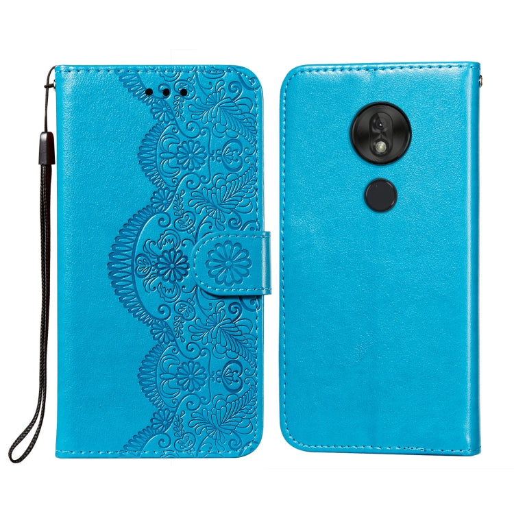 For Motorola Moto G7 Play(EU Version) Flower Vine Embossing Pattern Horizontal Flip Leather Case with Card Slot & Holder & Wallet & Lanyard