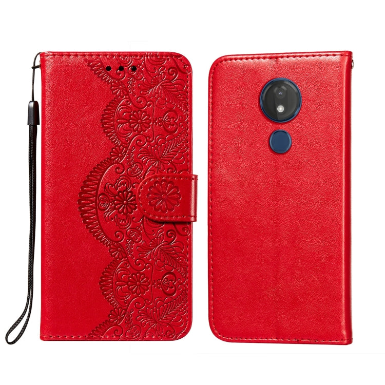 For Motorola Moto G7 Power Flower Vine Embossing Pattern Horizontal Flip Leather Case with Card Slot & Holder & Wallet & Lanyard
