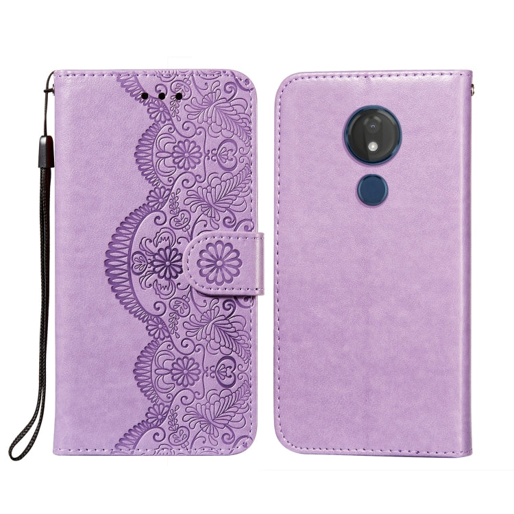 For Motorola Moto G7 Power Flower Vine Embossing Pattern Horizontal Flip Leather Case with Card Slot & Holder & Wallet & Lanyard