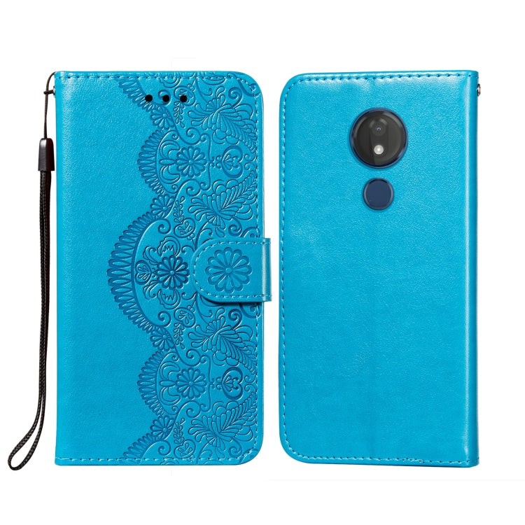 For Motorola Moto G7 Power Flower Vine Embossing Pattern Horizontal Flip Leather Case with Card Slot & Holder & Wallet & Lanyard