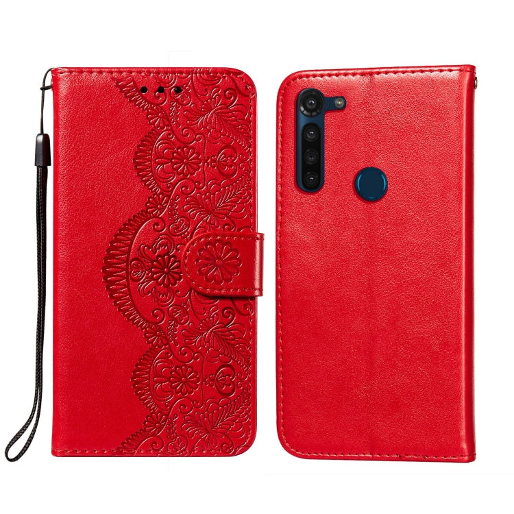 For Motorola Moto G8 Power Flower Vine Embossing Pattern Horizontal Flip Leather Case with Card Slot & Holder & Wallet & Lanyard