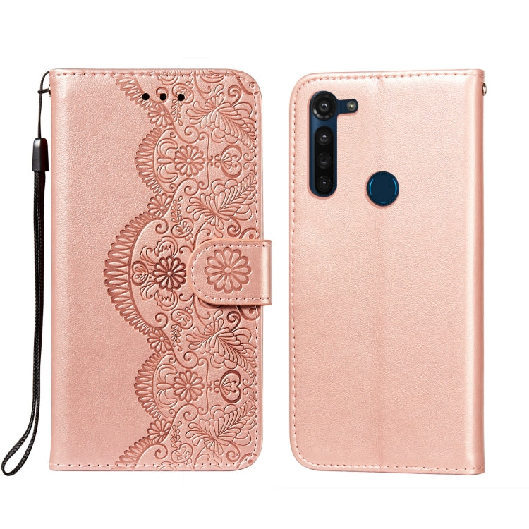 For Motorola Moto G8 Power Flower Vine Embossing Pattern Horizontal Flip Leather Case with Card Slot & Holder & Wallet & Lanyard