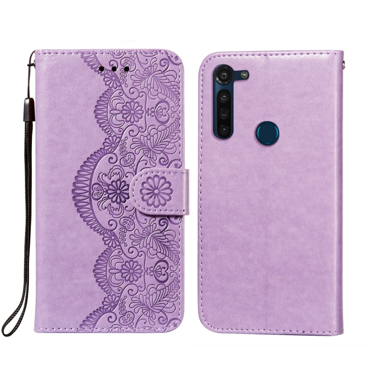 For Motorola Moto G8 Power Flower Vine Embossing Pattern Horizontal Flip Leather Case with Card Slot & Holder & Wallet & Lanyard