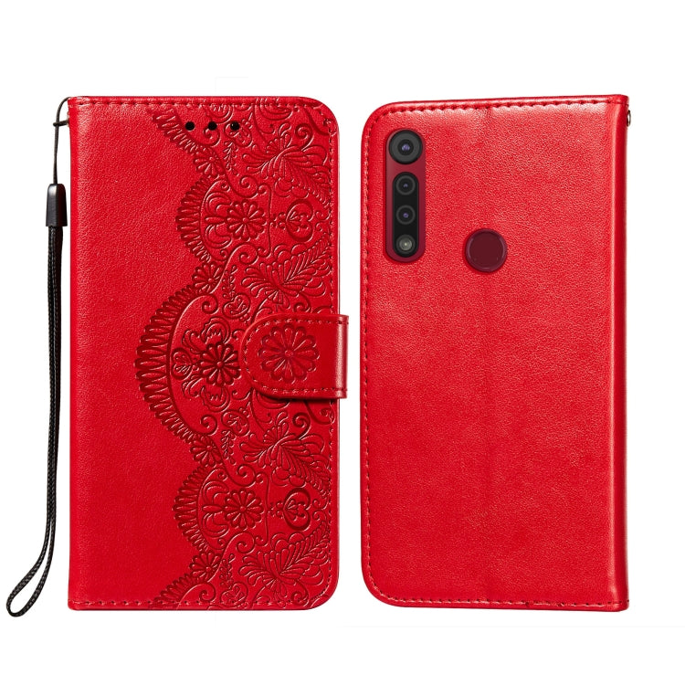 For Motorola Moto G8 Play Flower Vine Embossing Pattern Horizontal Flip Leather Case with Card Slot & Holder & Wallet & Lanyard