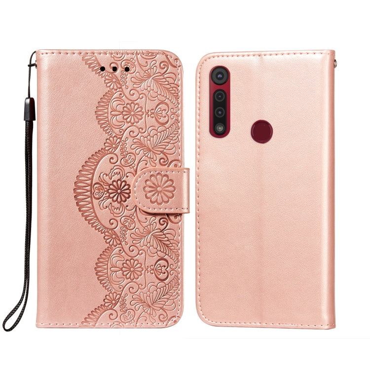 For Motorola Moto G8 Play Flower Vine Embossing Pattern Horizontal Flip Leather Case with Card Slot & Holder & Wallet & Lanyard
