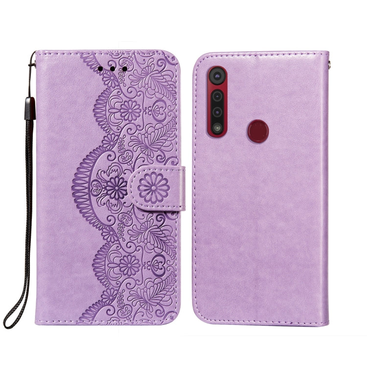 For Motorola Moto G8 Play Flower Vine Embossing Pattern Horizontal Flip Leather Case with Card Slot & Holder & Wallet & Lanyard