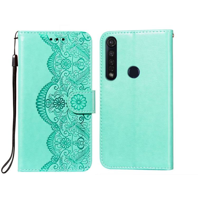 For Motorola Moto G8 Plus Flower Vine Embossing Pattern Horizontal Flip Leather Case with Card Slot & Holder & Wallet & Lanyard
