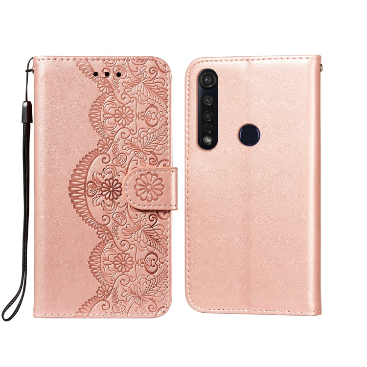 For Motorola Moto G8 Plus Flower Vine Embossing Pattern Horizontal Flip Leather Case with Card Slot & Holder & Wallet & Lanyard