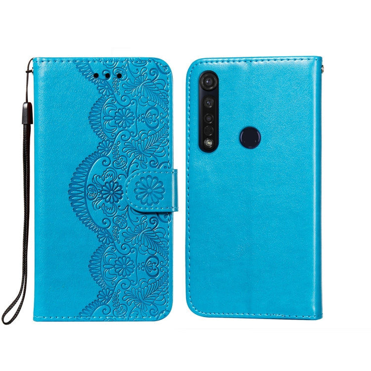 For Motorola Moto G8 Plus Flower Vine Embossing Pattern Horizontal Flip Leather Case with Card Slot & Holder & Wallet & Lanyard