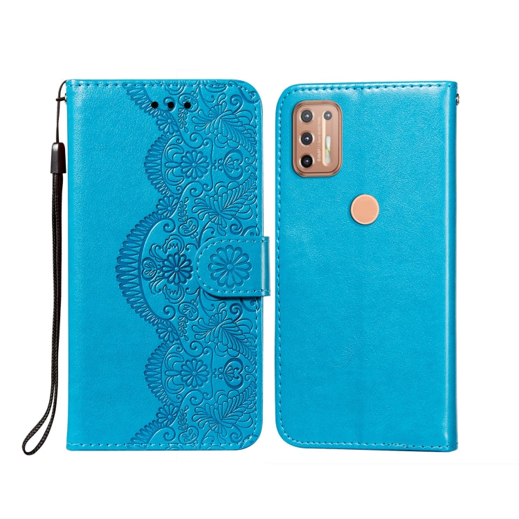 For Motorola Moto G9 Plus Flower Vine Embossing Pattern Horizontal Flip Leather Case with Card Slot & Holder & Wallet & Lanyard