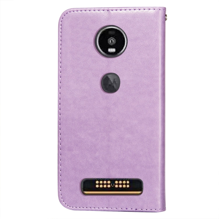 For Motorola Moto Z4 Play Flower Vine Embossing Pattern Horizontal Flip Leather Case with Card Slot & Holder & Wallet & Lanyard