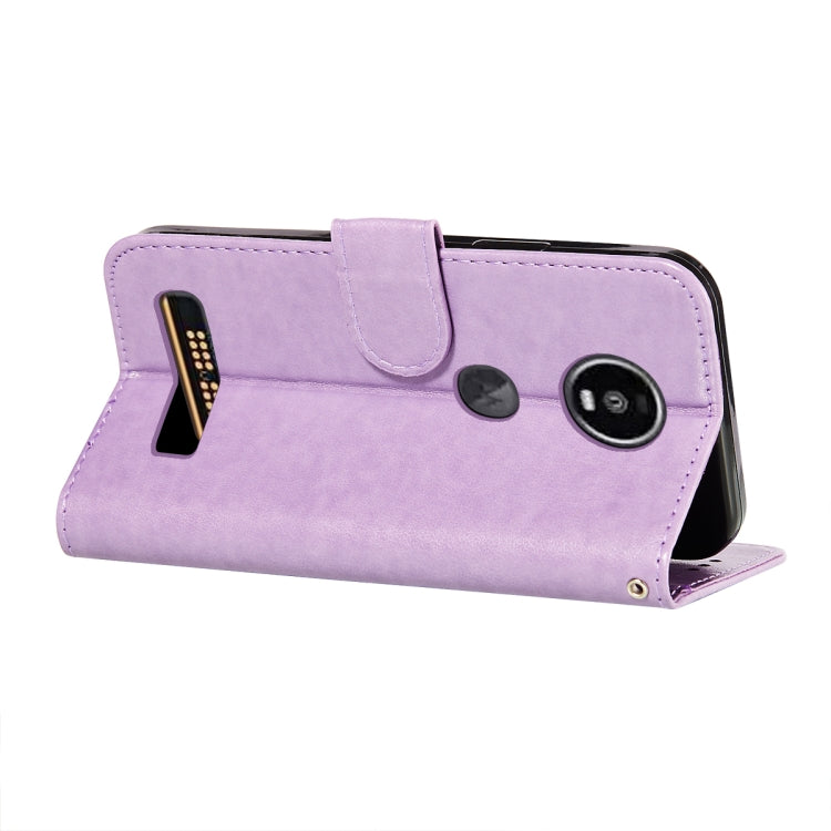 For Motorola Moto Z4 Play Flower Vine Embossing Pattern Horizontal Flip Leather Case with Card Slot & Holder & Wallet & Lanyard
