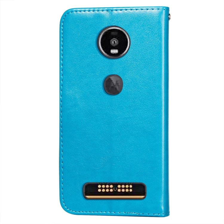 For Motorola Moto Z4 Play Flower Vine Embossing Pattern Horizontal Flip Leather Case with Card Slot & Holder & Wallet & Lanyard