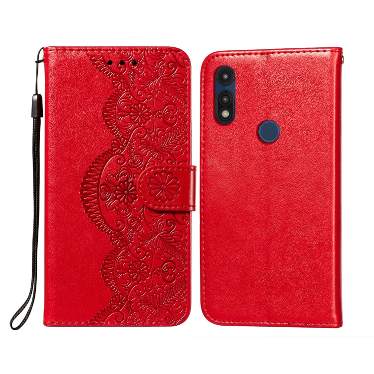 For Motorola Moto E(2020) / E7 Flower Vine Embossing Pattern Horizontal Flip Leather Case with Card Slot & Holder & Wallet & Lanyard