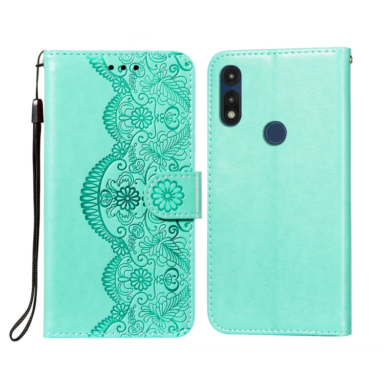For Motorola Moto E(2020) / E7 Flower Vine Embossing Pattern Horizontal Flip Leather Case with Card Slot & Holder & Wallet & Lanyard