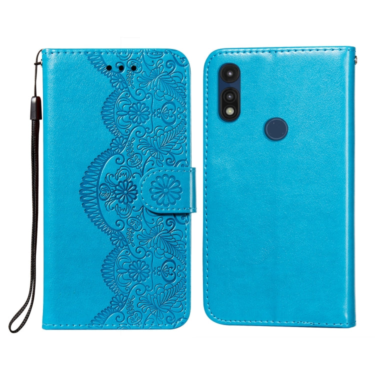 For Motorola Moto E(2020) / E7 Flower Vine Embossing Pattern Horizontal Flip Leather Case with Card Slot & Holder & Wallet & Lanyard