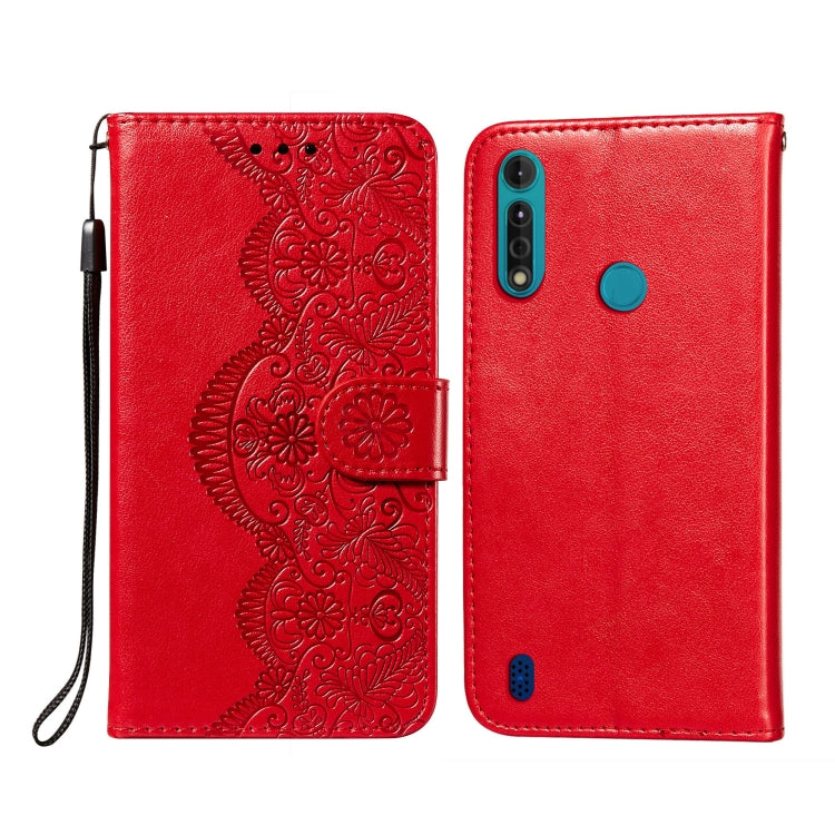 For Motorola Moto G8 Power Lite Flower Vine Embossing Pattern Horizontal Flip Leather Case with Card Slot & Holder & Wallet & Lanyard