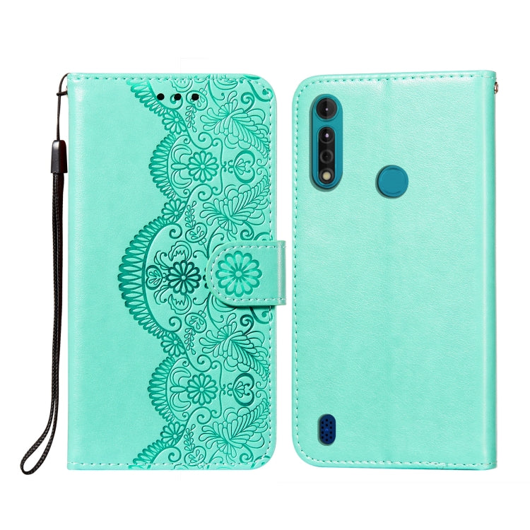 For Motorola Moto G8 Power Lite Flower Vine Embossing Pattern Horizontal Flip Leather Case with Card Slot & Holder & Wallet & Lanyard