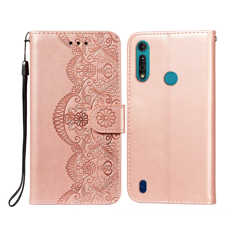 For Motorola Moto G8 Power Lite Flower Vine Embossing Pattern Horizontal Flip Leather Case with Card Slot & Holder & Wallet & Lanyard