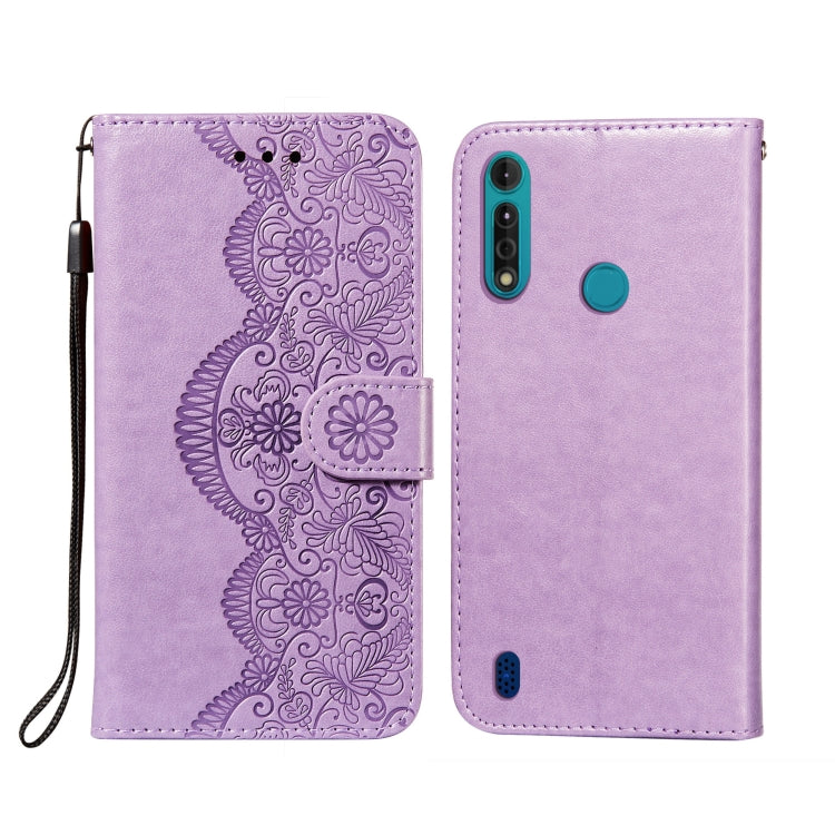 For Motorola Moto G8 Power Lite Flower Vine Embossing Pattern Horizontal Flip Leather Case with Card Slot & Holder & Wallet & Lanyard