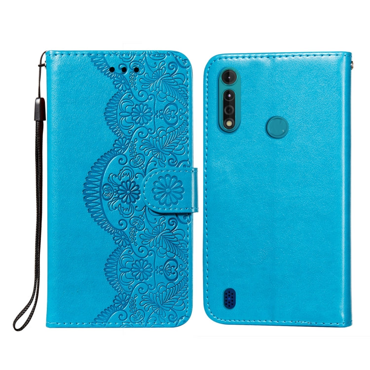 For Motorola Moto G8 Power Lite Flower Vine Embossing Pattern Horizontal Flip Leather Case with Card Slot & Holder & Wallet & Lanyard