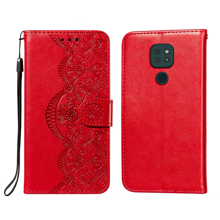 For Motorola Moto G9 Play / G9 Flower Vine Embossing Pattern Horizontal Flip Leather Case with Card Slot & Holder & Wallet & Lanyard