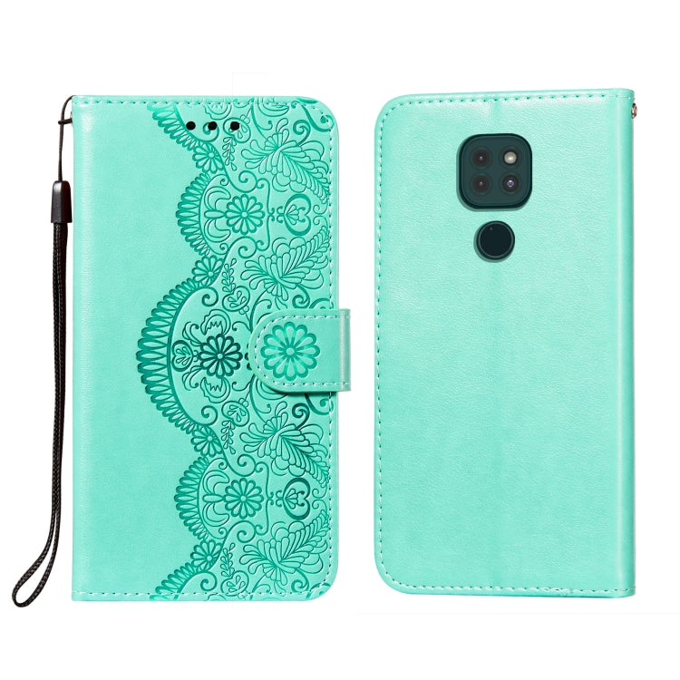 For Motorola Moto G9 Play / G9 Flower Vine Embossing Pattern Horizontal Flip Leather Case with Card Slot & Holder & Wallet & Lanyard