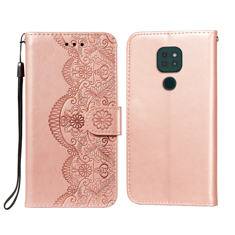 For Motorola Moto G9 Play / G9 Flower Vine Embossing Pattern Horizontal Flip Leather Case with Card Slot & Holder & Wallet & Lanyard