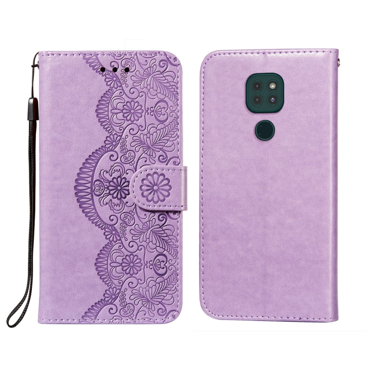 For Motorola Moto G9 Play / G9 Flower Vine Embossing Pattern Horizontal Flip Leather Case with Card Slot & Holder & Wallet & Lanyard