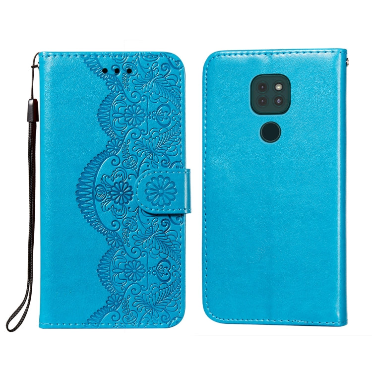For Motorola Moto G9 Play / G9 Flower Vine Embossing Pattern Horizontal Flip Leather Case with Card Slot & Holder & Wallet & Lanyard