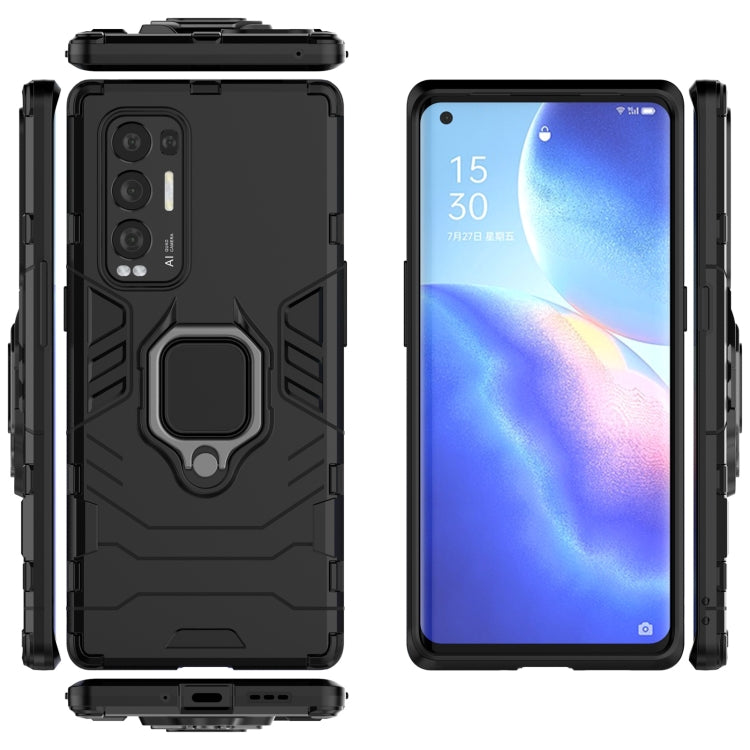 For OPPO Reno5 Pro+ PC + TPU Shockproof Protective Case with Magnetic Ring Holder
